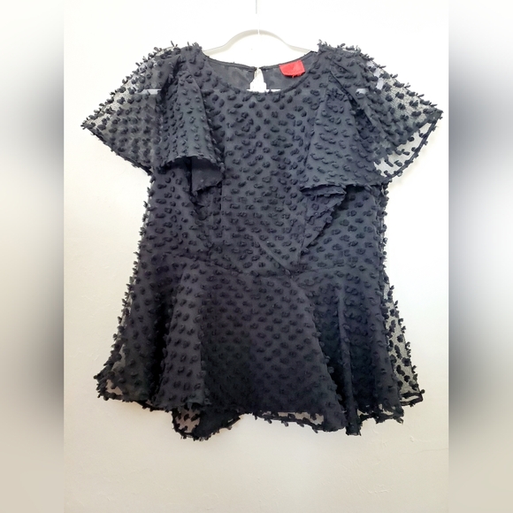 V CRISTINA WOMENS SHEER BLACK TOP - Picture 4 of 8